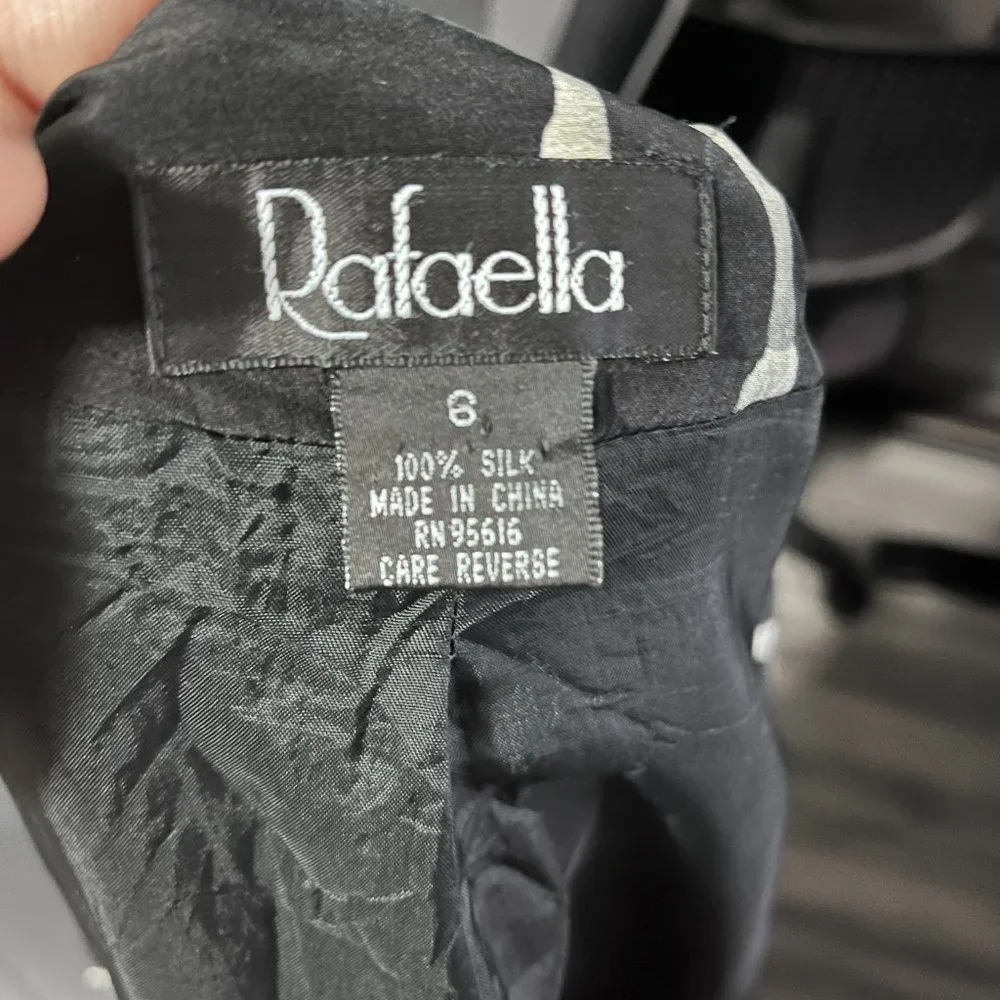 Rafaella Floral Print Black 100% Silk Blazer Size 6 - Picture 7 of 8